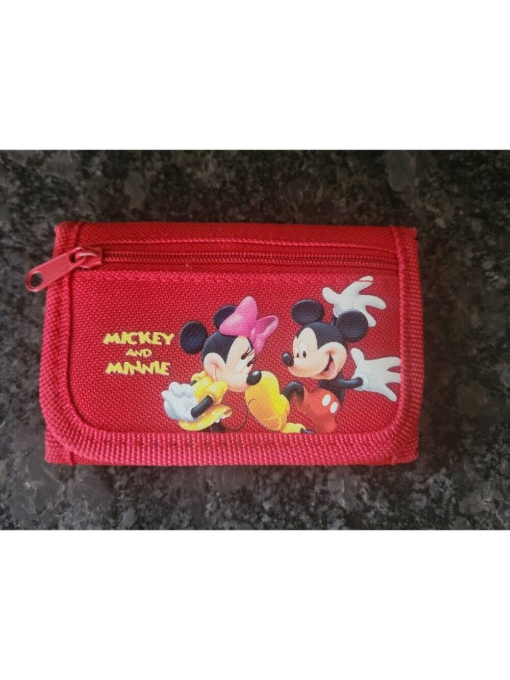 Disney Mickey And Minnie Mouse Red Trifold Kids Wallet Coin Purse